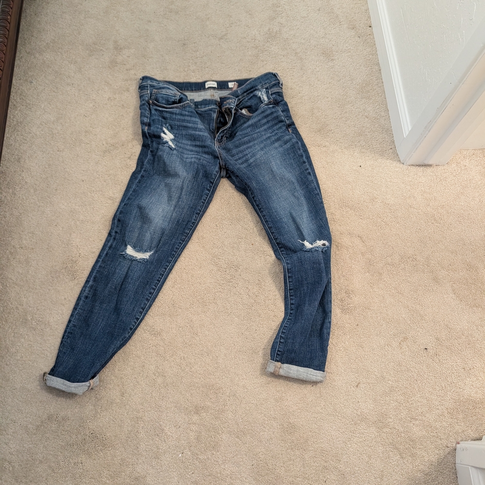 Sneak Peek Dark Blue Distressed Boyfriend Jeans
